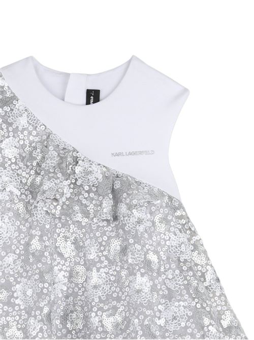 Abito bambina Karl Lagerfeld bianco con paillettes Karl Lagerfeld Kids | Z31139M31